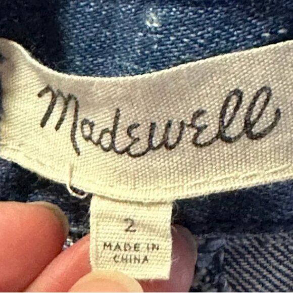Madewell Raw Hem Denim Wrap Mini Skirt in Cardiff Wash Size 2 - Picture 4 of 5